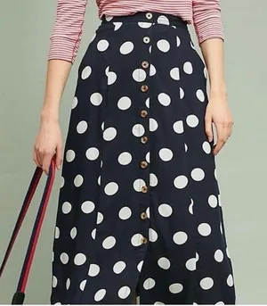 Anthropologie Maeve Claudette polka dot maxi skirt Navy and white dots thumbnail 3