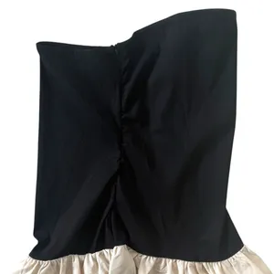 Strapless Dress Color Block Fit & Flare Mini Dress Womens Size Small Black Cream thumbnail 4