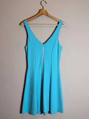 Amanda Uprichard Flounce Mini Dress Women's P Blue Cocktail Party Glam Wedding thumbnail 4
