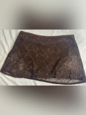 Boho Crochet 3pc Bikini Set Sarong Cover Up Brown NWT Size 14 Pilpel thumbnail 5