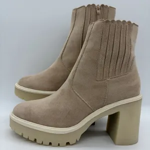 NWOT Oasis Society Womens 8.5 Booties‎ Pink Beige Fabric Platform Heels Ankle thumbnail 1