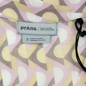 Prana Iguala Top Womens Small‎ Willow Retro Geo Pink Yellow Button Up 1970891 thumbnail 5