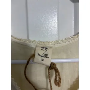 Riviera Sun Peasant‎ Dress Embroidered Floral Cream Gauze NWT Boho Medium thumbnail 7
