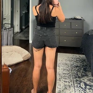 Ripped Black Jean Shorts Size 6 thumbnail 9