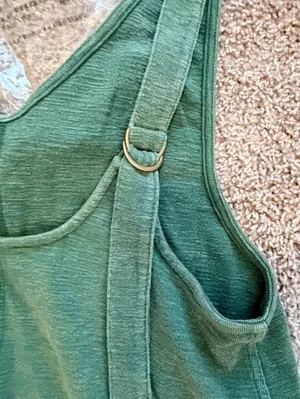 NIB Zenana textured overall mini dress with adjustable straps size medium sage thumbnail 5