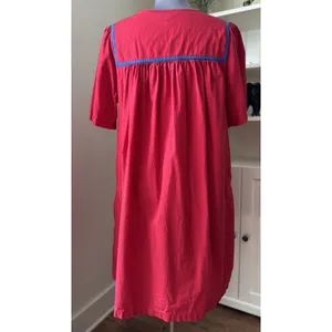 Vtg Go Softly Patio Dress XL Red Embroidered Muumuu Hippie Chic Boho Oriental thumbnail 3
