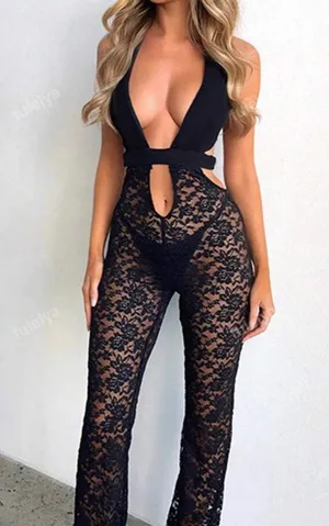 Shein Mesh Jumpsuit Wide-Leg thumbnail 1