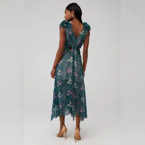 Elliatt kristen green floral‎ ruffle detail maxi cut out dress Small thumbnail 3