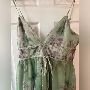 Lulus Delightful Invitation Green Floral Tulle Sleeveless Maxi‎ Dress thumbnail 2