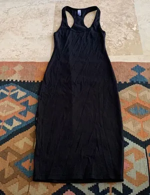 Heavy ribbed racer back dress cotton casual classic summer dress bodycon thumbnail 2