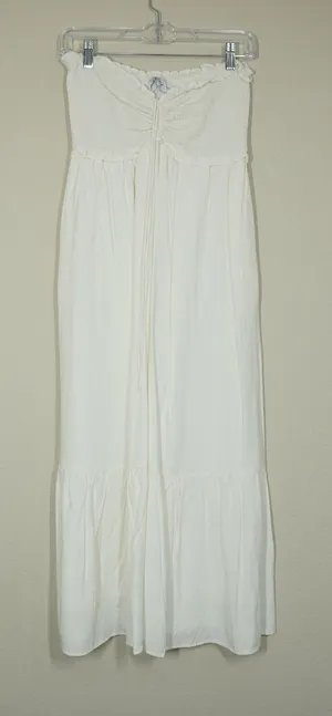 Petal + Pup Size Medium White Smocked Strapless Maxi Dress Tiered Ruffle Beach thumbnail 1