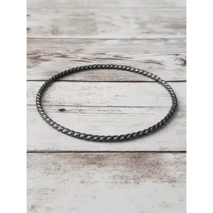 Vintage Bracelet / Bangle Thin Gray Twisted Bangle thumbnail 4