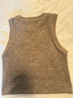 Zara heathered oatmeal sleeveless top thumbnail 3
