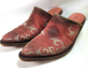 Liberty Black Toscano Size 9 Red Suede Leather Mules Clog Western Cowgirl thumbnail 1