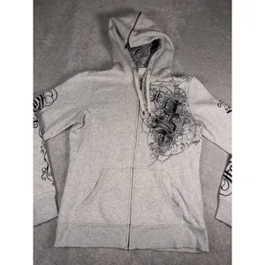 harley davidson zip up hoodie womens heart daggar L Script Split Zip Hood thumbnail 3