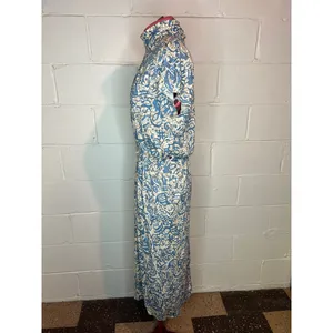 dress knit high neck blue cream 1980s pockets thumbnail 5