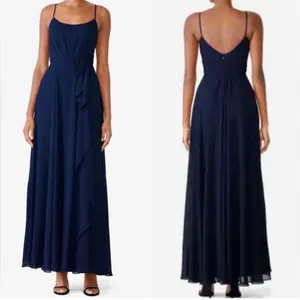 AMSALE Campbell Long Gown in Navy Navy Bridesmaid Dress Formal - Size 10 nwot thumbnail 1