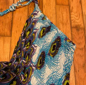 Fab Vibrant Peacock Sleeveless | Strapless Asymmetrical Maxi Dress thumbnail 3