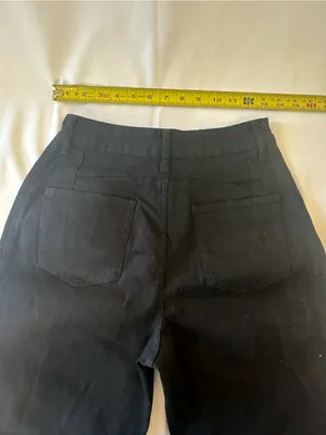Womans Black barrel Denim Jeans Solid Button Fly 5 thumbnail 3