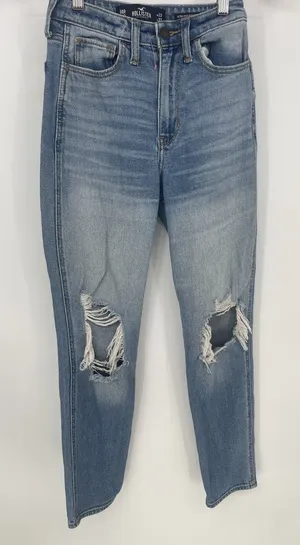Hollister Co Jeans Womens Size 00R Ultra High-Rise Mom Jean Blue Denim Q0007‎ thumbnail 1