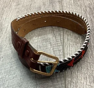 Native Southwestern Hand Seed Leather Belt thumbnail 1