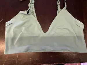 True&Co Bralette Bra Womens Large Blue Lace Wireless V Neck Pullover Jersey thumbnail 5