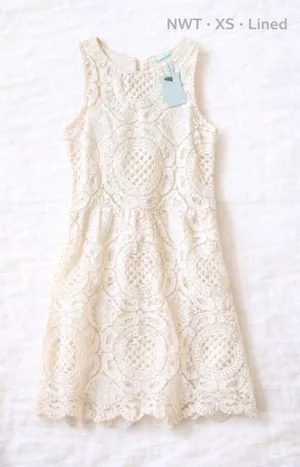 Kimchi Blue Crochet Lace Dress XS White Lined Sleeveless Shift NWT thumbnail 1