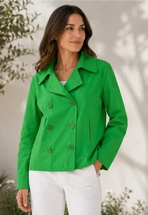 Lauren Ralph Lauren Jacket 8 Green Double Breasted Cropped Lightweight thumbnail 1