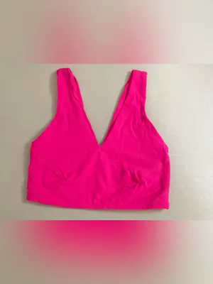 Free People NWT V-Neck Crop Top Hot Pink Size M thumbnail 4