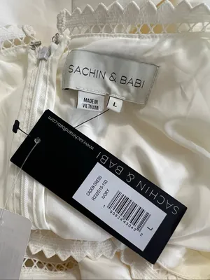 NWT Sachin Babi Caden Ivory Bridal Babydoll Mini Dress Balloon Sleeve L thumbnail 6