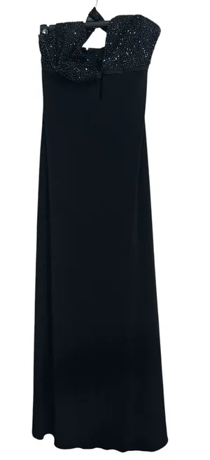 Laundry by Shelli Segal Black Maxi Halter Dress Embellished Gown size 8 thumbnail 1