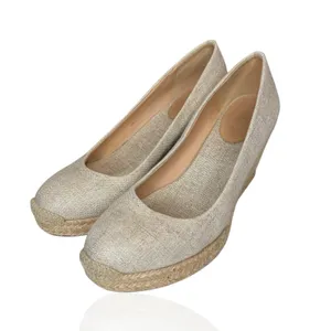 J. Crew Women's 8.5 Seville Espadrille Slip On Wedges Heels Gold Metallic Beachy thumbnail 4