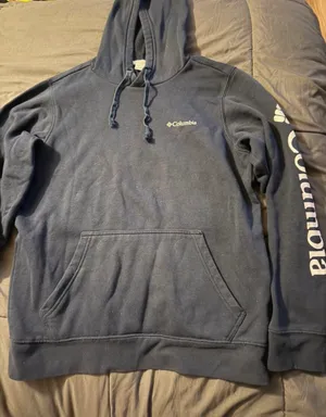 Navy Columbia hoodie with white logo on sleeve, size S #outdoor #athletic thumbnail 1