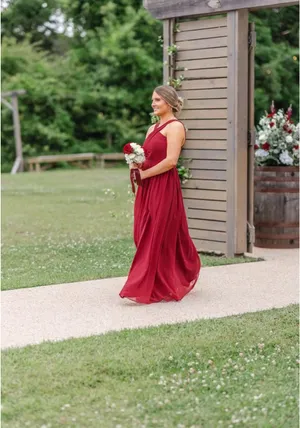 Burgundy Bridesmaid Azazie Dress thumbnail 4