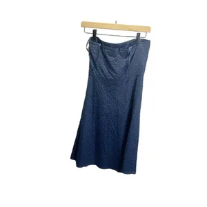 J. Crew Strapless A-Line Dress Textured‎ Cotton Navy Lined Size 2 Summer Preppy thumbnail 2