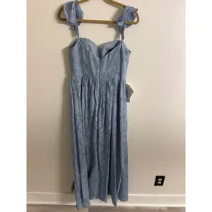 Azazie Denisse Powder Blue Corset Maxi Dress Size 6 New Autumn Wedding Dress thumbnail 5
