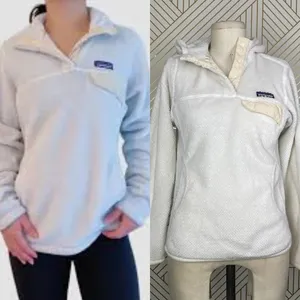 Patagonia Re-Tool Snap-T Fleece Pullover‎ Hoodie Sweatshirt Cream Size US XS thumbnail 2