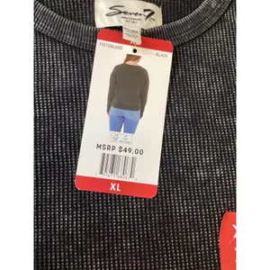 Seven7 Womens XL Waffle Crewneck Sweatshirt Black Mineral‎ Wash F15738L603 NEW thumbnail 3