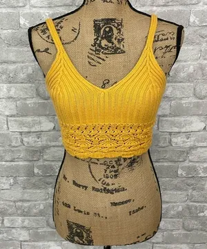 Pool Crochet Knit Crop Top Yellow Size XS thumbnail 1