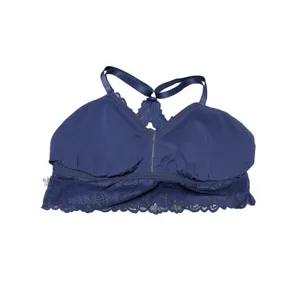 Aerie Navy Lace Cross Back Cut-out Bralette size XL NWOT thumbnail 4