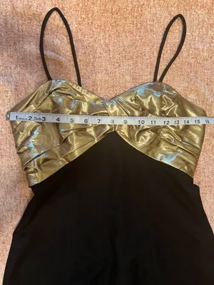 Vintage fancy black and gold bridesmaid wedding guest dress thumbnail 5