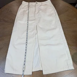 Petal & Pup Kellen Front Slit Corduroy Maxi Skirt‎ Cream Size Medium thumbnail 9