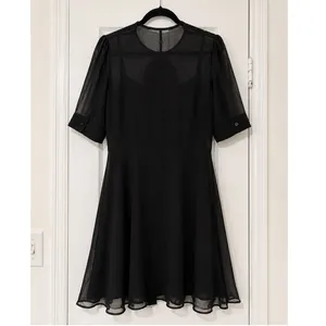 Zara Black Ruffle Button Front Sheer Mini Dress Medium with Camisole Slip thumbnail 5