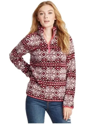 Prince And Fox Sherpa Fleece Pullover Extra Size‎ XL Snowflake Half Zip Pink thumbnail 1