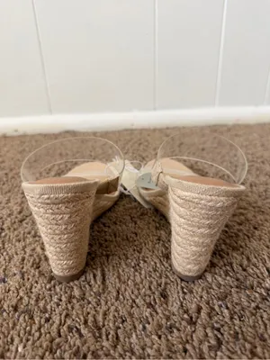 A New Day Clear Strap Espadrille Wedge Sandals Nude Beige Size 6 NWT thumbnail 5