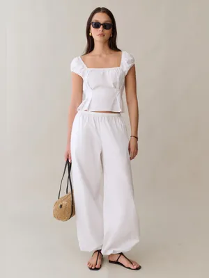 NWT Few moda Lee Cotton Pant size Large L white CAARA thumbnail 3