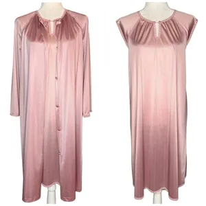 Vanity Fair Small 2 Pc Set Gown Duster Robe Vintage Made In USA Tricot Nylon‎ thumbnail 2