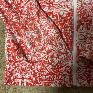 Y2K‎ Nikita Womens Red White All Over Doodle Print Full Zip Hoodie Sweatshirt S thumbnail 2