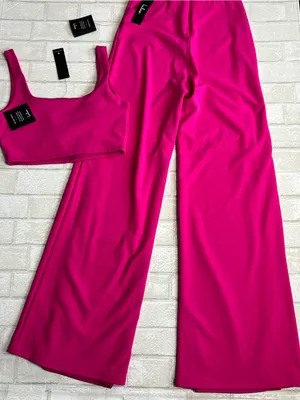 Lulus Only Tonight Women's Hot Pink Wide-Leg Jumpsuit Two-Piece Set Size Medium thumbnail 7