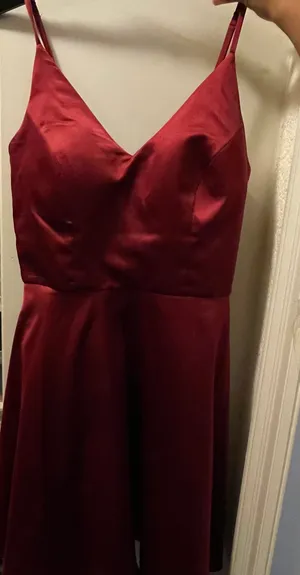 Macy's Maroon Fit N Flare Homecoming Dress thumbnail 1